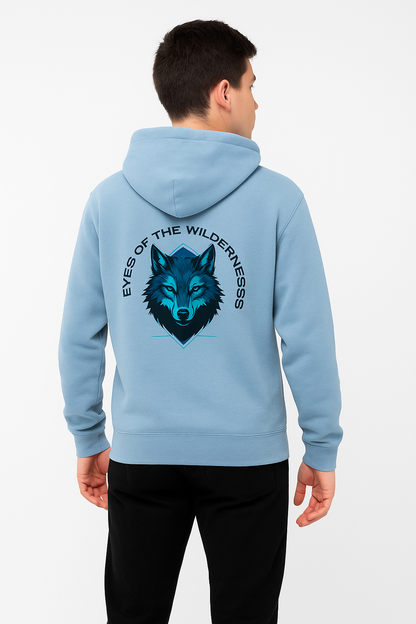 Eyes of the Wilderness – Blue Wolf Graphic Hoodie