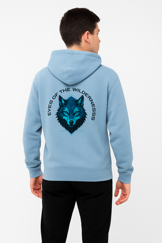 Eyes of the Wilderness – Blue Wolf Graphic Hoodie