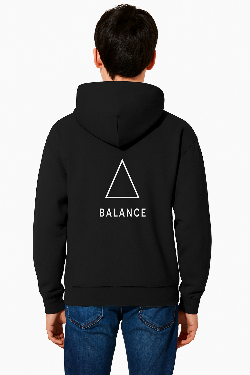 Minimalist "BALANCE" Triangle Black Hoodie – Unisex