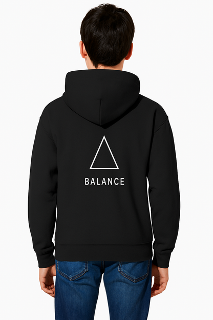 Minimalist "BALANCE" Triangle Black Hoodie – Unisex
