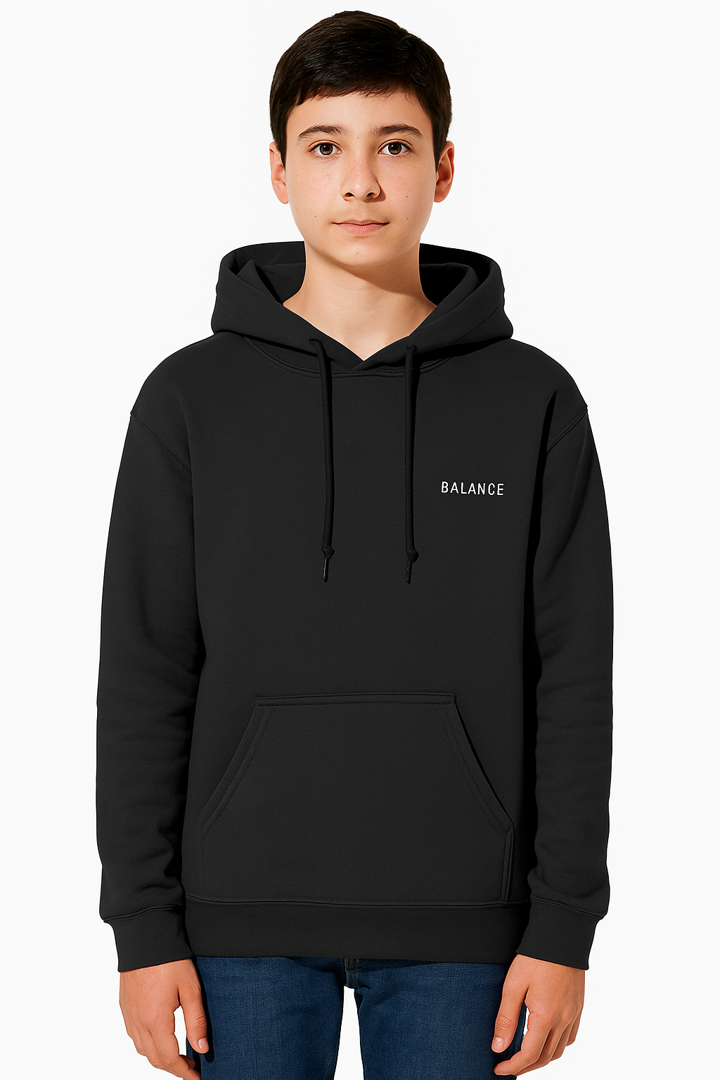 Minimalist "BALANCE" Triangle Black Hoodie – Unisex