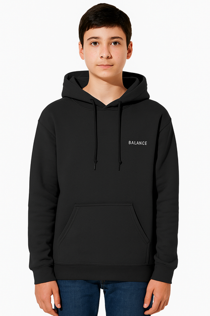 Minimalist "BALANCE" Triangle Black Hoodie – Unisex