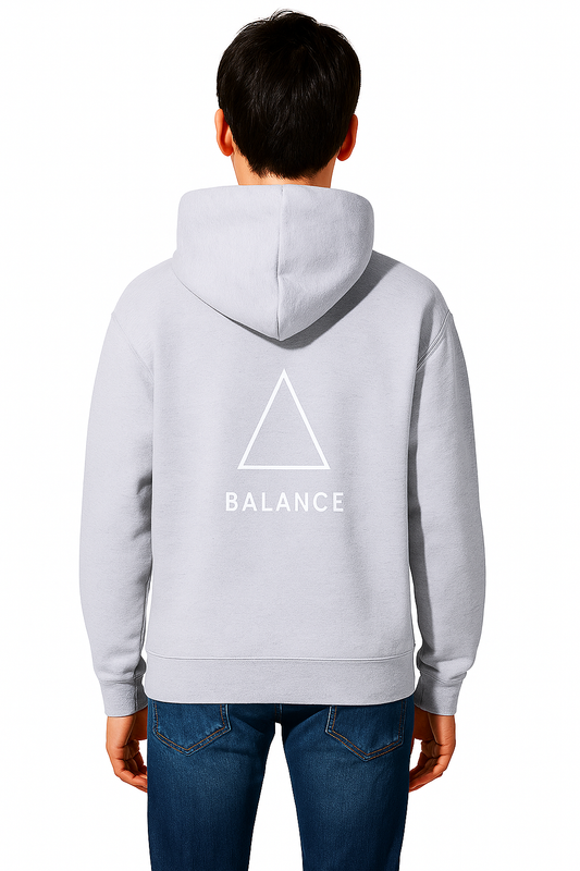 Minimalist "BALANCE" Triangle Black Hoodie – Unisex